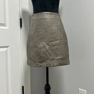 H&M || Silver Shimmer and brown mini skirt size 6 fully lined.